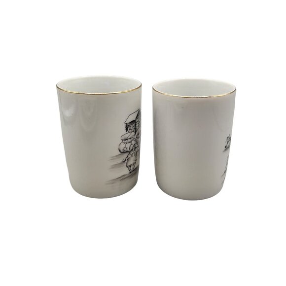 Robert Mayokok Porcelain Plate Ashtray and Coffee Mugs Set 1950s - Picture 9 of 11